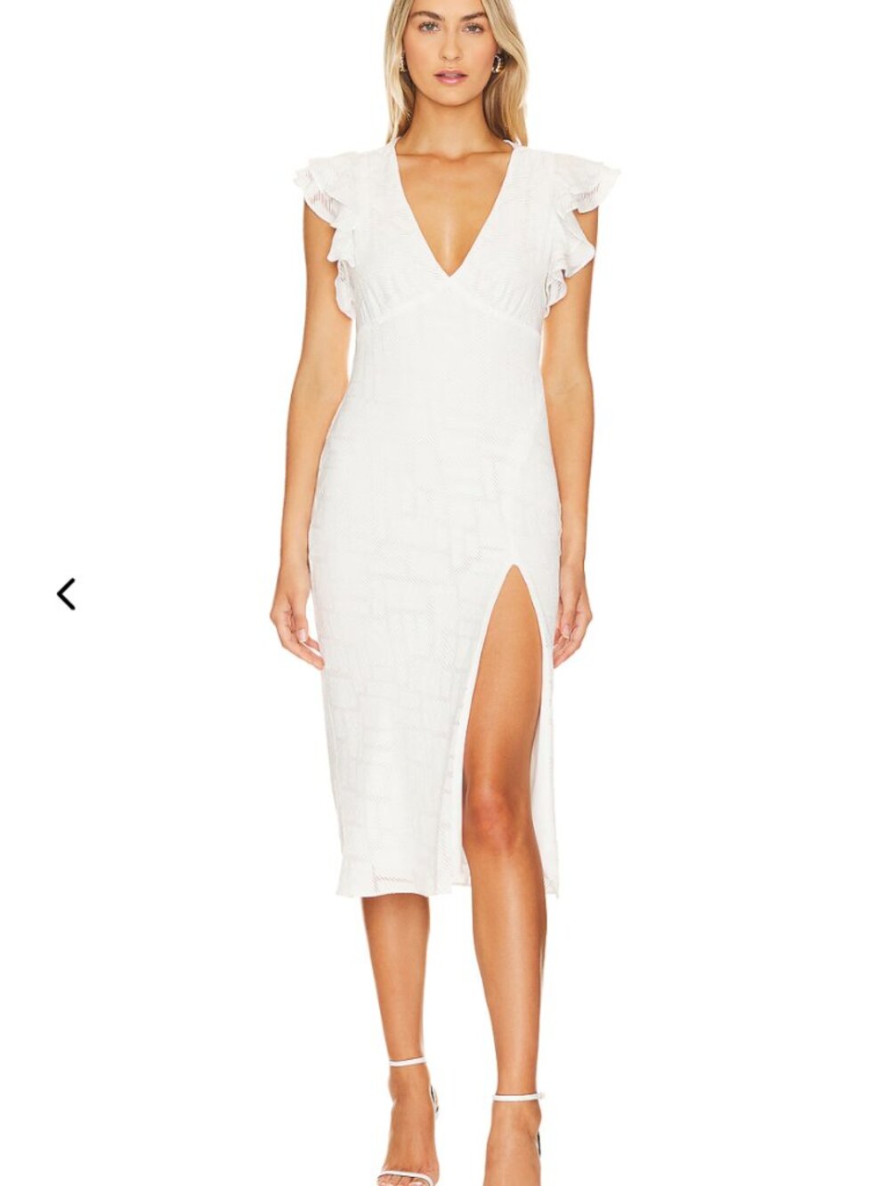 NWT Amanda Uprichard Cecelia Dress- White V-Neck Midi Dress- S-MSRP $295